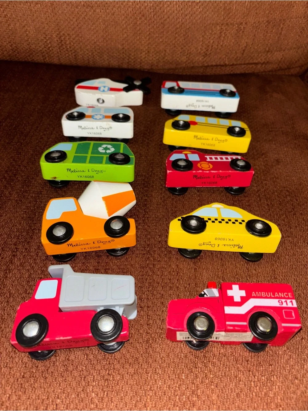 Melissa & Doug Bright Wooden Vehicle Toy Set - Multicolor (10)